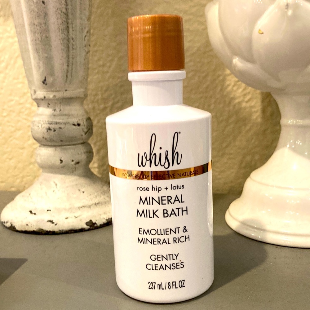 New! Whish mineral milk bath! Rose hip+Lotus! Emollient and mineral rich! 8 floz